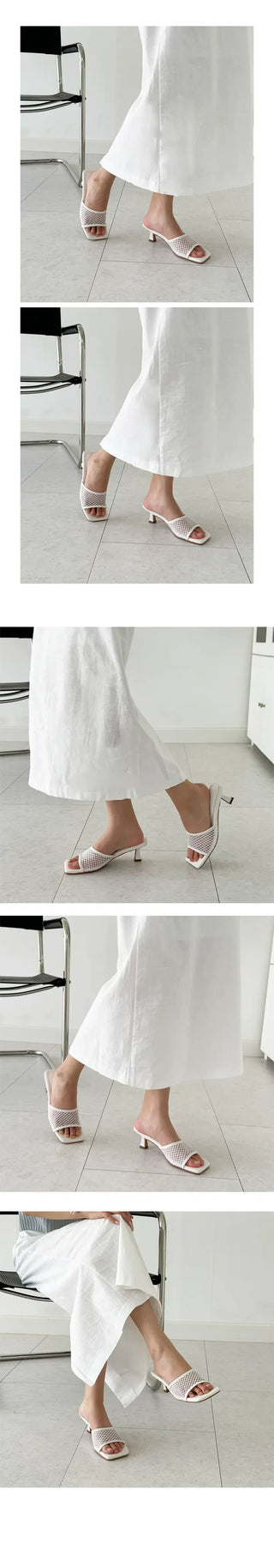 UM Marine Square See-Through Mesh Mule Bloafers (6cm)