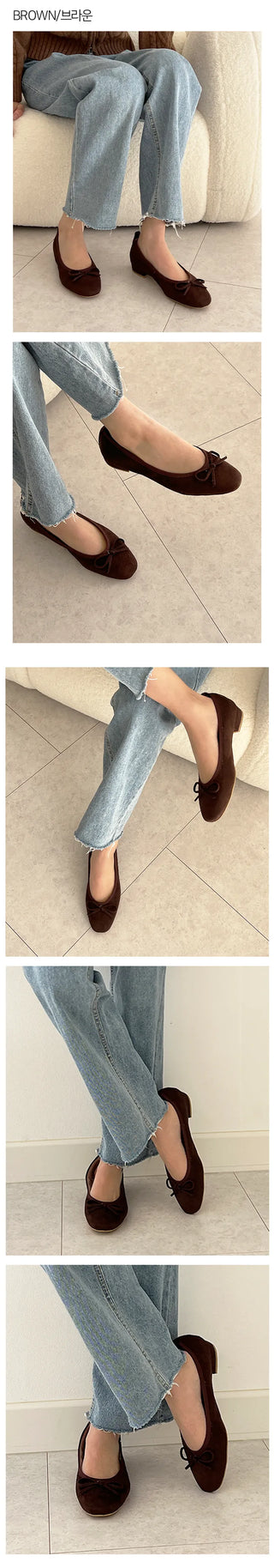 Non-slip Rosy Ribbon Flat Loafers, comfortable winter and fall flat shoes for all four seasons.