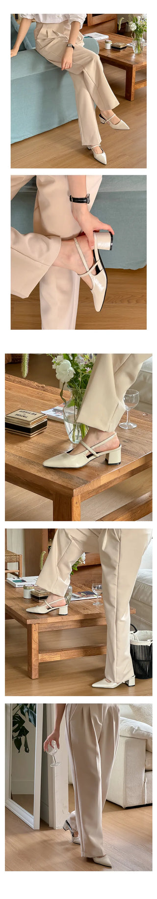 Big size release UM Andry stiletto slingback comfortable fall heel pumps (6cm)