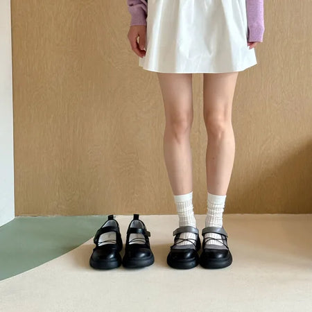 Ruby Chunky Mary Jane High Heel Sneakers Loafers (5cm)