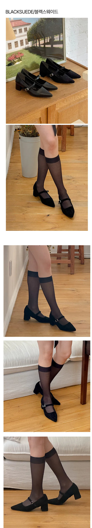 Big size 255/260 Enruan suede pumps stiletto banding buckle heel (5cm)