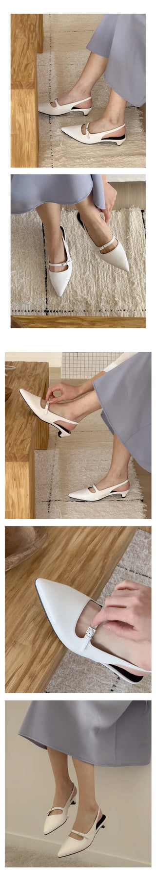 UM Dana Belt Point Comfortable Stiletto Slingback Mary Jane Shoes (3cm)
