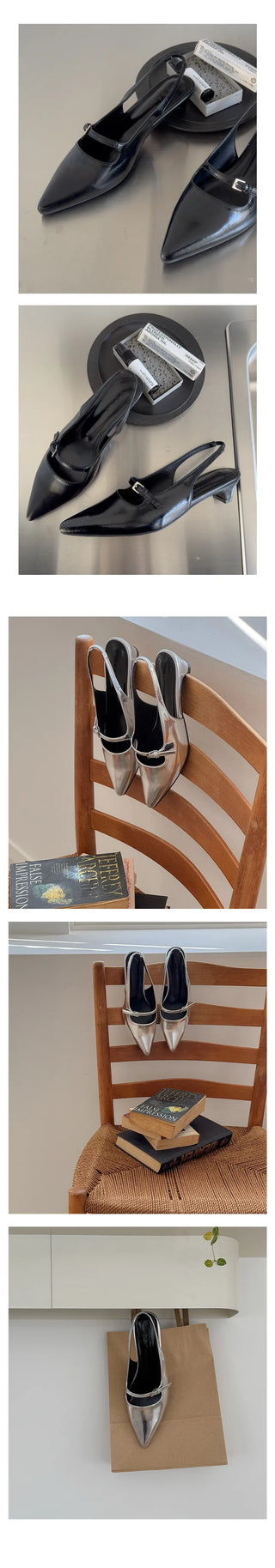 UM Dana Belt Point Comfortable Stiletto Slingback Mary Jane Shoes (3cm)