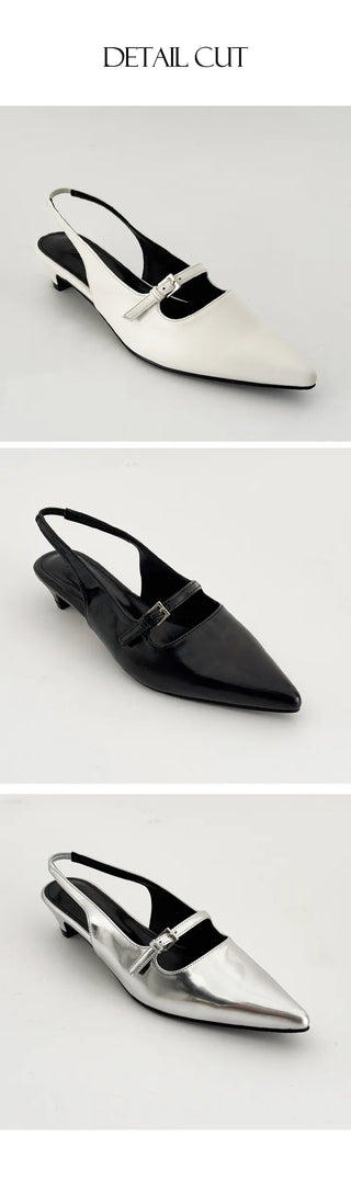 UM Dana Belt Point Comfortable Stiletto Slingback Mary Jane Shoes (3cm)