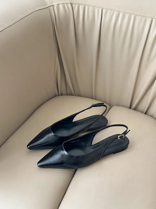 Anne Ang stiletto wide-toe enamel flat (1cm)