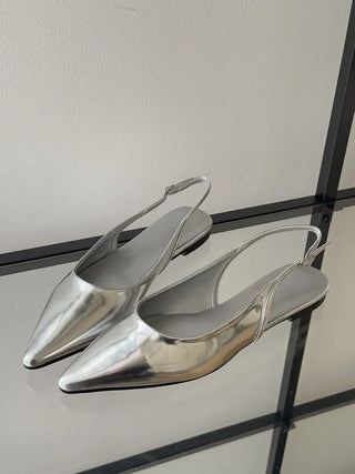 Anne Ang stiletto wide-toe enamel flat (1cm)