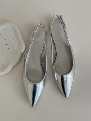 Anne Ang stiletto wide-toe enamel flat (1cm)