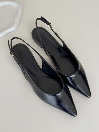 Anne Ang stiletto wide-toe enamel flat (1cm)