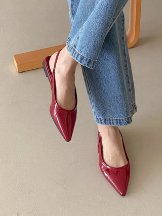 Anne Ang stiletto wide-toe enamel flat (1cm)