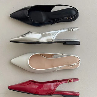 Anne Ang stiletto wide-toe enamel flat (1cm)