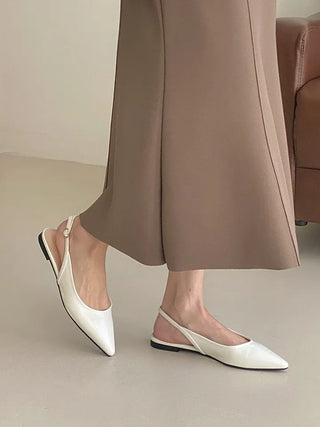 Anne Ang stiletto wide-toe enamel flat (1cm)