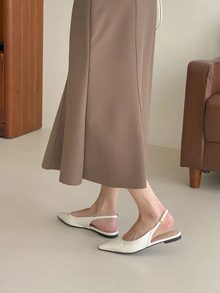 Anne Ang stiletto wide-toe enamel flat (1cm)