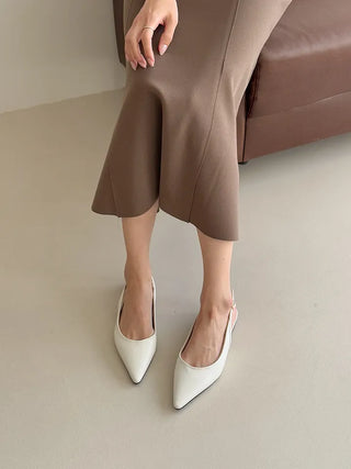 Anne Ang stiletto wide-toe enamel flat (1cm)