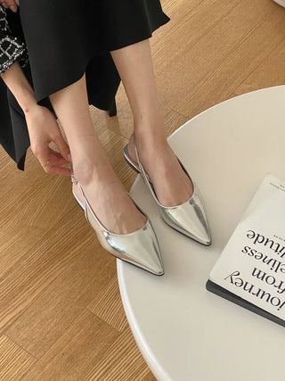 Anne Ang stiletto wide-toe enamel flat (1cm)