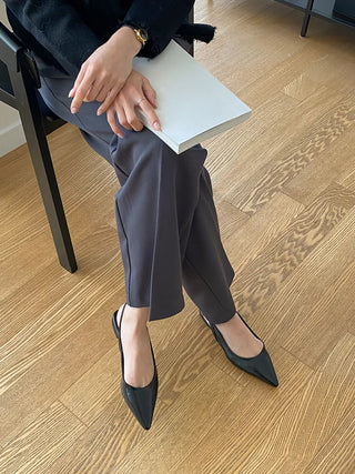 Anne Ang stiletto wide-toe enamel flat (1cm)