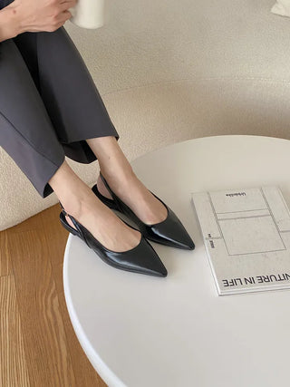 Anne Ang stiletto wide-toe enamel flat (1cm)