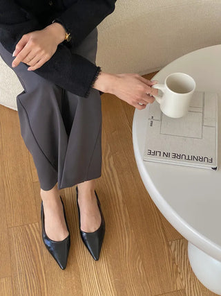 Anne Ang stiletto wide-toe enamel flat (1cm)