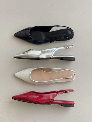 Anne Ang stiletto wide-toe enamel flat (1cm)