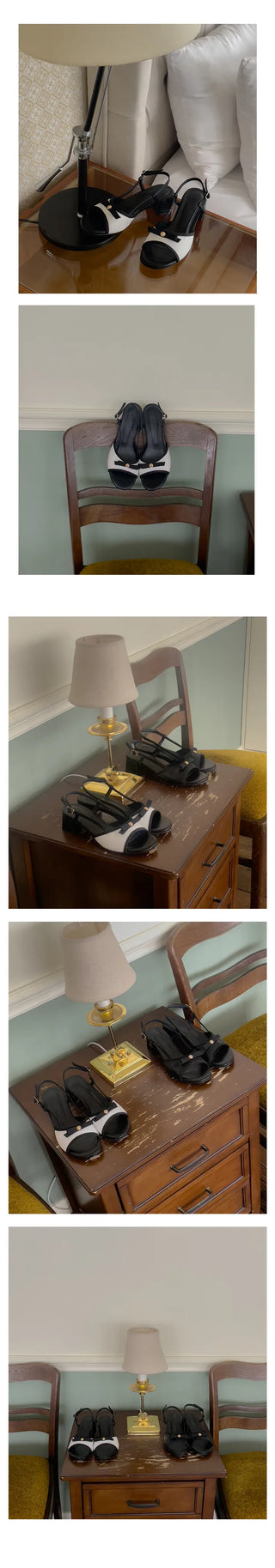 Vienna Ribbon Round Wide-Ball Sandals Heel Sandals (5/3cm)