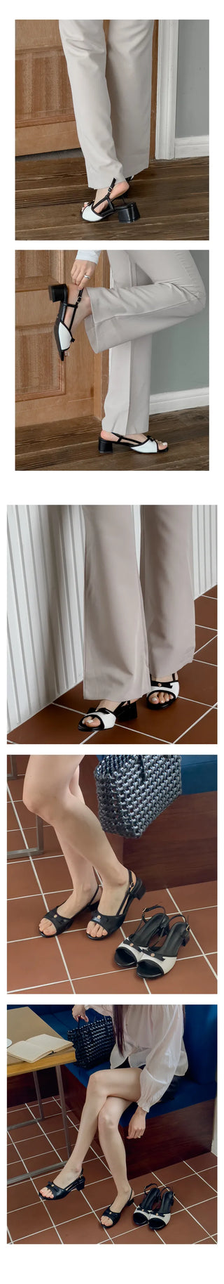 Vienna Ribbon Round Wide-Ball Sandals Heel Sandals (5/3cm)