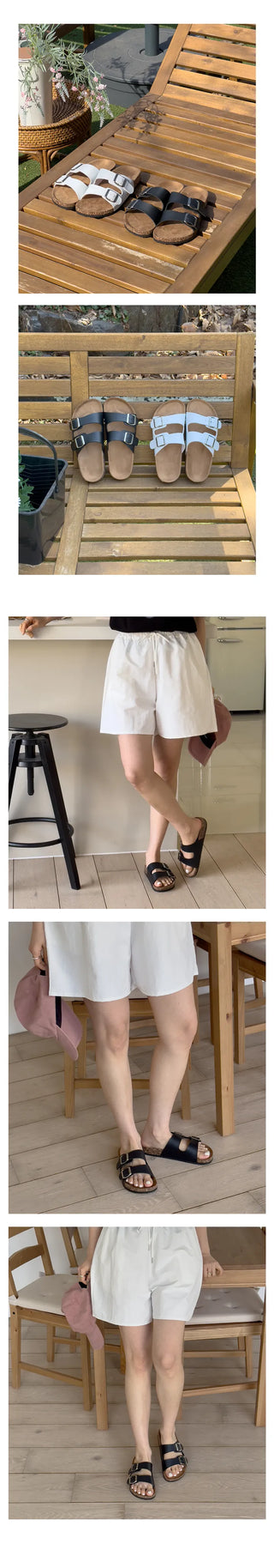 Lian Round Birken Slippers Two-Buckle Vacation Sandals Slippers (2cm)