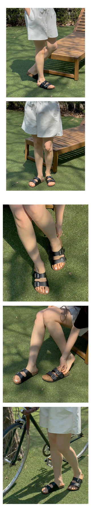 Lian Round Birken Slippers Two-Buckle Vacation Sandals Slippers (2cm)