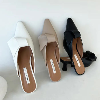 Doris Twisted Mule Bloafer Mid-Heel Heel Slipper Loafer Shoes