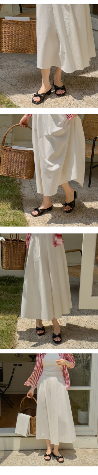 Big size slippers, wide-foot slippers, Romi ribbon square, comfortable combination linen slippers, loafers (3.5cm)