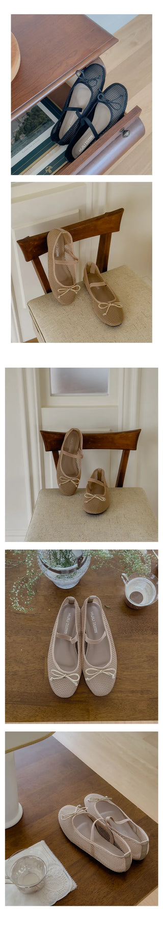 Levien Round Non-slip Sole Ribbon Mesh Banding Sandals Mesh Flats (1.5cm)