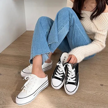 Della Simple Block Heel Sneakers Mule Slippers (3.5cm)