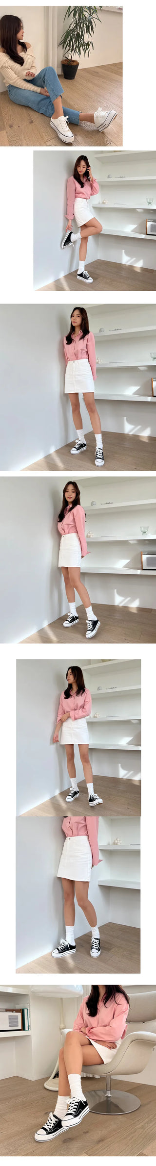 Della Simple Block Heel Sneakers Mule Slippers (3.5cm)