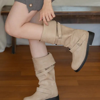 buckle detachable long boots/middle boots (4cm)