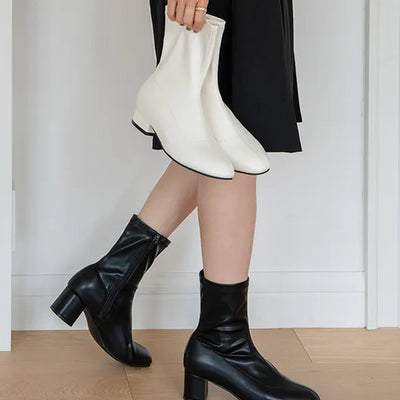 Suede ankle boots, Beni semi-square, wide-foot boots, oversized boots, oversized ankle boots (5/3CM)