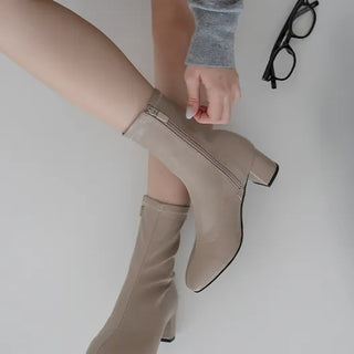 Suede ankle boots, Beni semi-square, wide-foot boots, oversized boots, oversized ankle boots (5/3CM)