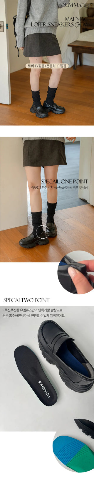 UM comfortable shoes, high-heeled sneakers, loafers (5cm)