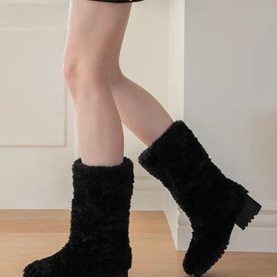 Hayden wide-leg fur boots, comfortable boots, shearling boots (5cm)
