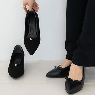 Line ver2 wide-toe shoes, comfortable shoes, wedding guest shoes, wedding look ribbon shoes, pumps (5cm)