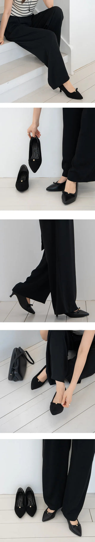 Line ver2 wide-toe shoes, comfortable shoes, wedding guest shoes, wedding look ribbon shoes, pumps (5cm)