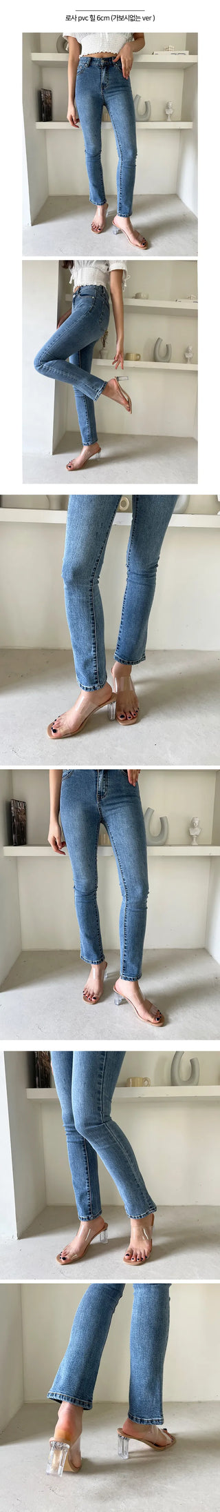 Transparent PVC Mary Jane Glass Mid-Heel High-Heel Mules (6.9.11cm)