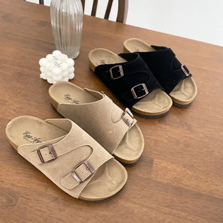Semi-light couple family vacation two-buckle slippers sandals water-resistant sandals loafers