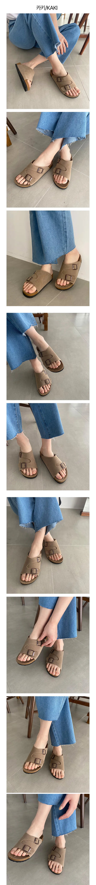 Semi-light couple family vacation two-buckle slippers sandals water-resistant sandals loafers