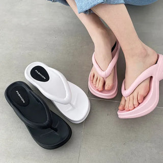 Fluffy feather heel high heel flip-flop sandals for summer