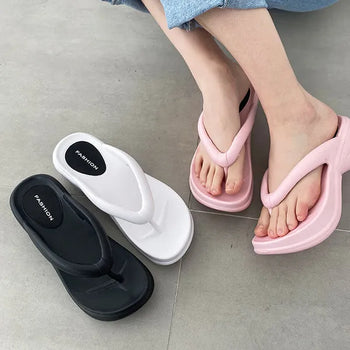 Fluffy feather heel high heel flip-flop sandals for summer
