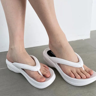 Fluffy feather heel high heel flip-flop sandals for summer