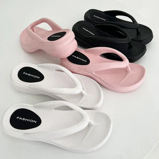 Fluffy feather heel high heel flip-flop sandals for summer