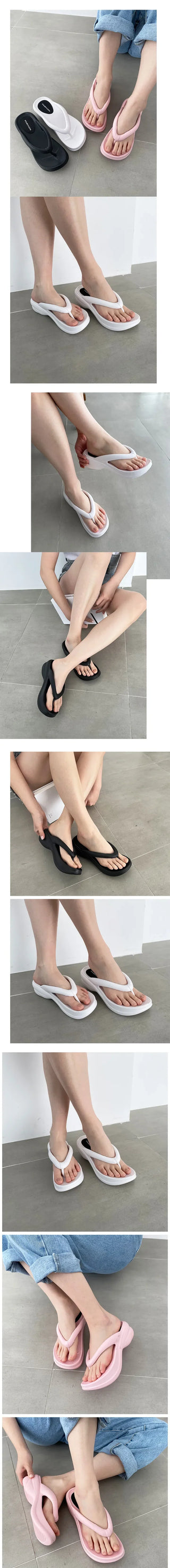 Fluffy feather heel high heel flip-flop sandals for summer