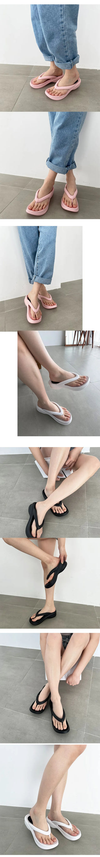 Fluffy feather heel high heel flip-flop sandals for summer