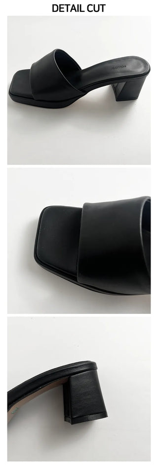 Tyler Fluffy Gaboshi Chunky Heel Bloafer Slippers (6cm)