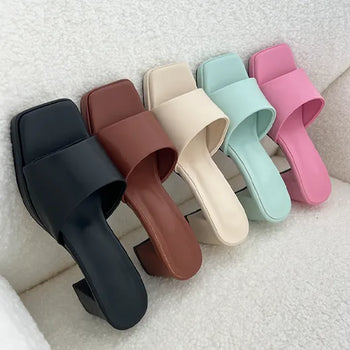 Tyler Fluffy Gaboshi Chunky Heel Bloafer Slippers (6cm)