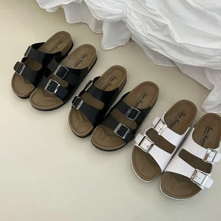 Andrew Birken Two-Buckle Slipper Bloafer Summer Sandals